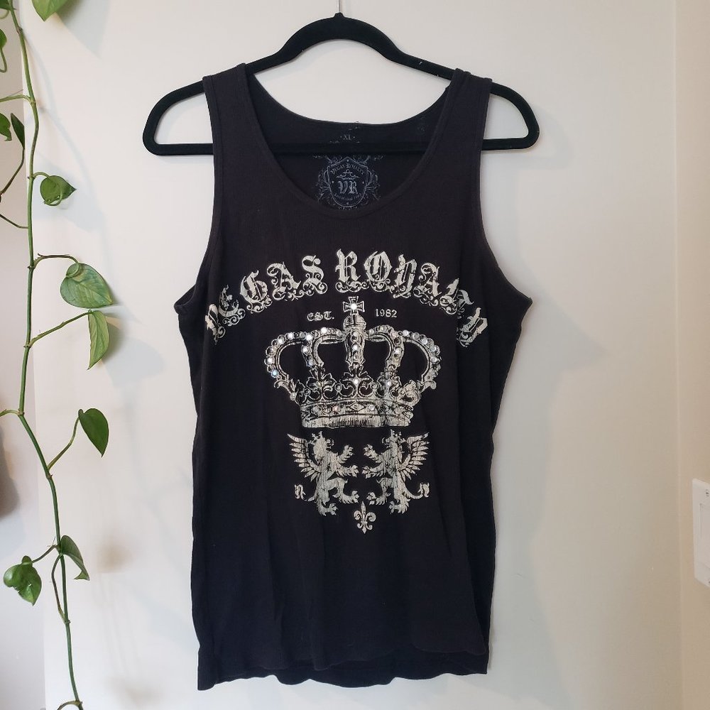 Vegas Royalty established 1982 bedazzled y2k tank